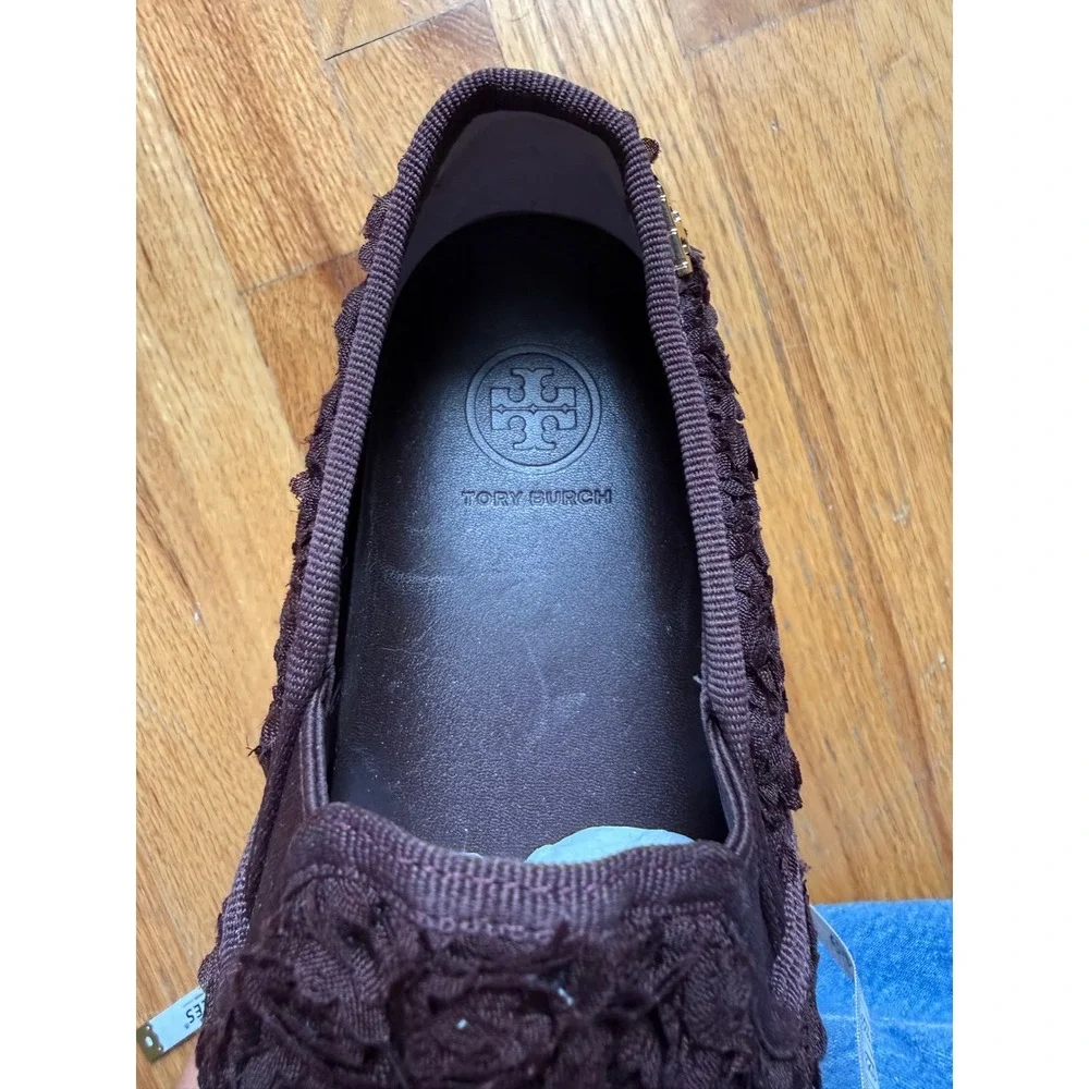 Tory Burch Rosette Slip On Platform Sneakers Brown Floral Shoes 6M 32158228